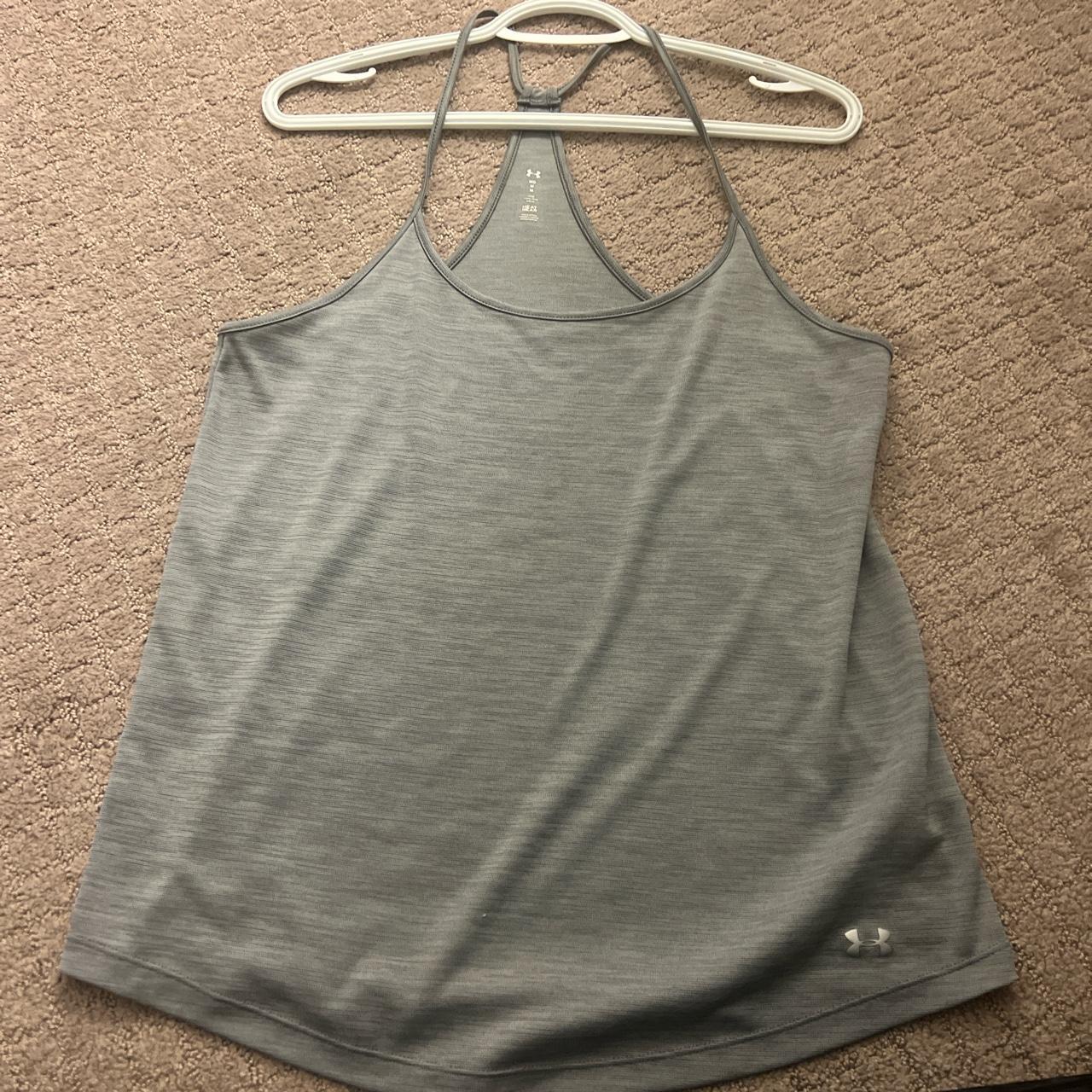 under armour grey workout top. loose fit and super... - Depop