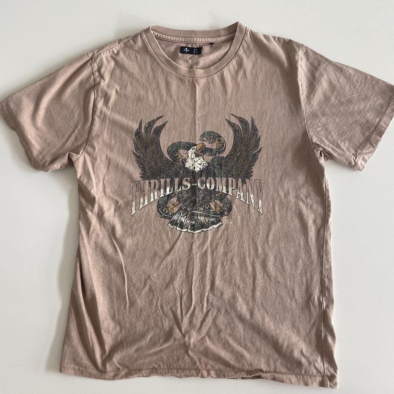 thrills company brown eagle tee t shirt top size... - Depop