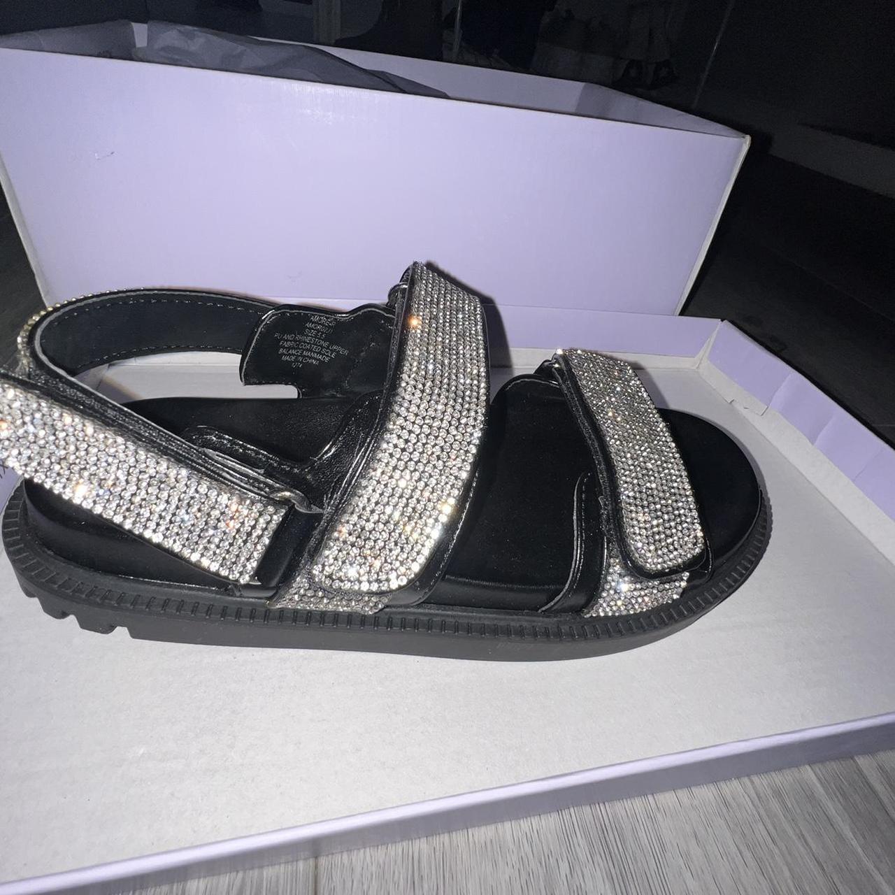 New Madden Girl black rhinestone sandal Size 5 1/2 Depop