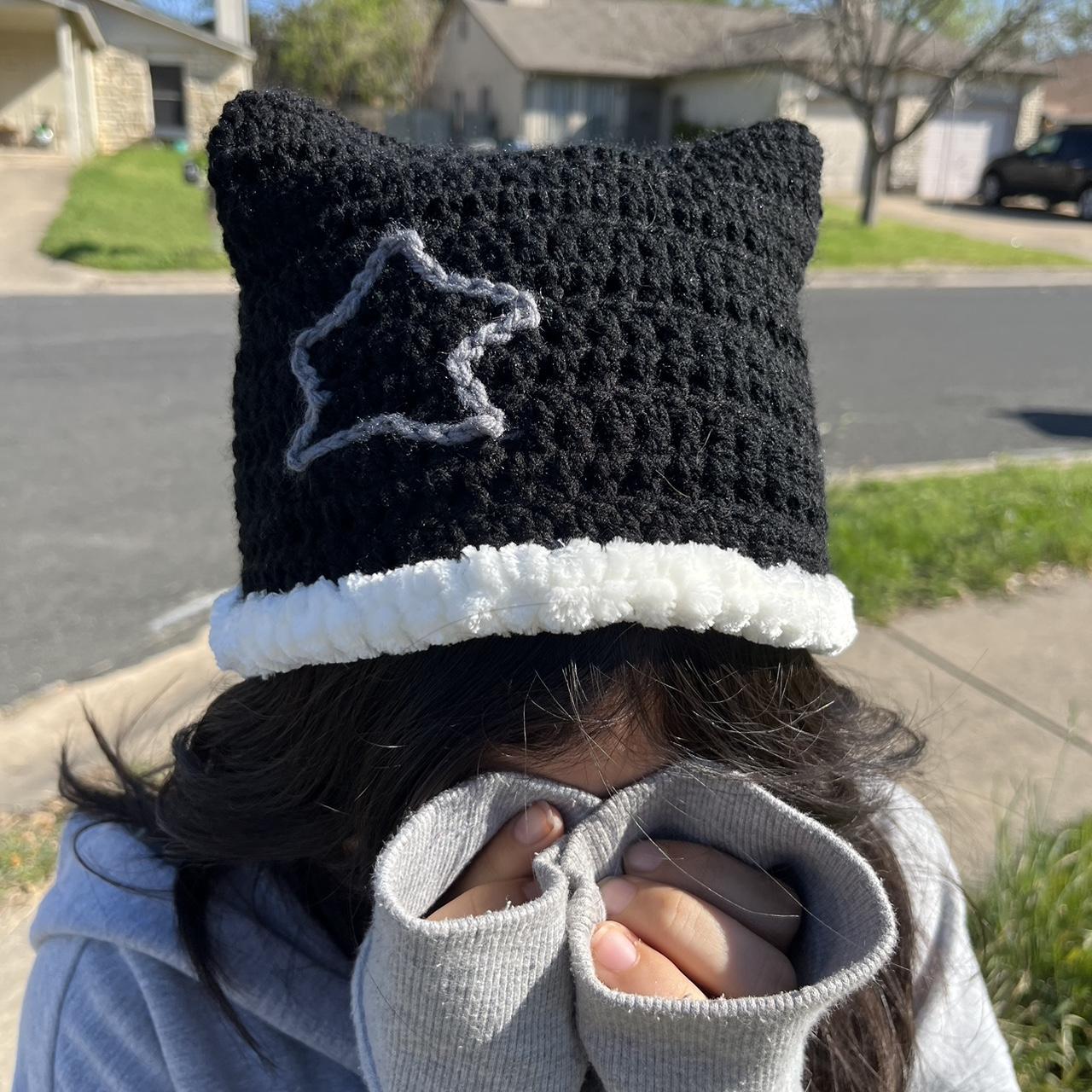 Crochet star cat beanie Features: ~beige and - Depop