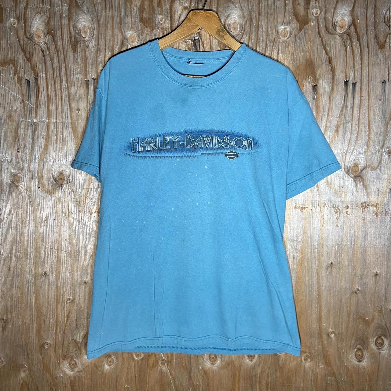 Y2k teal Harley Davidson shirt Good condition... - Depop