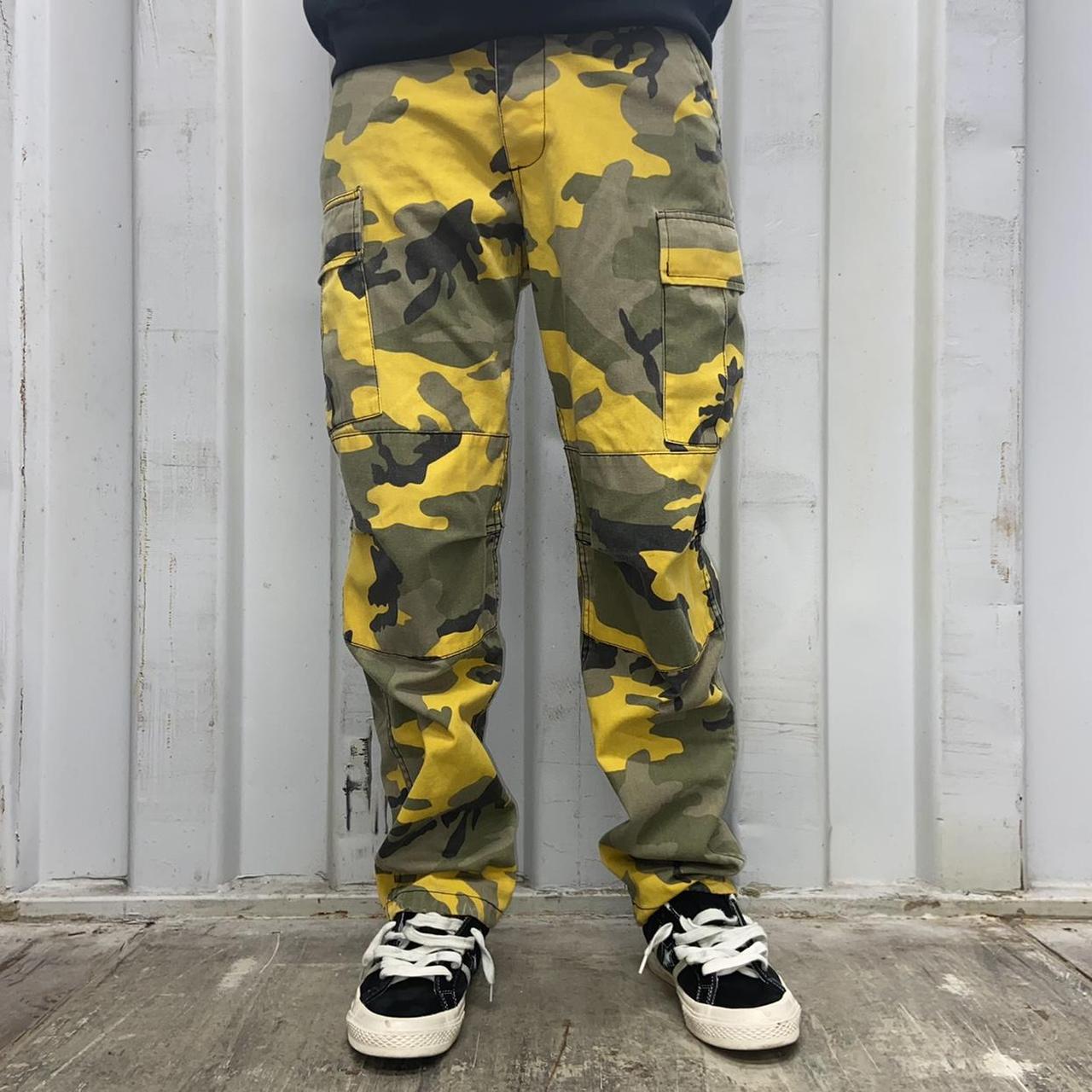 Men's Yellow and Black Trousers | Depop