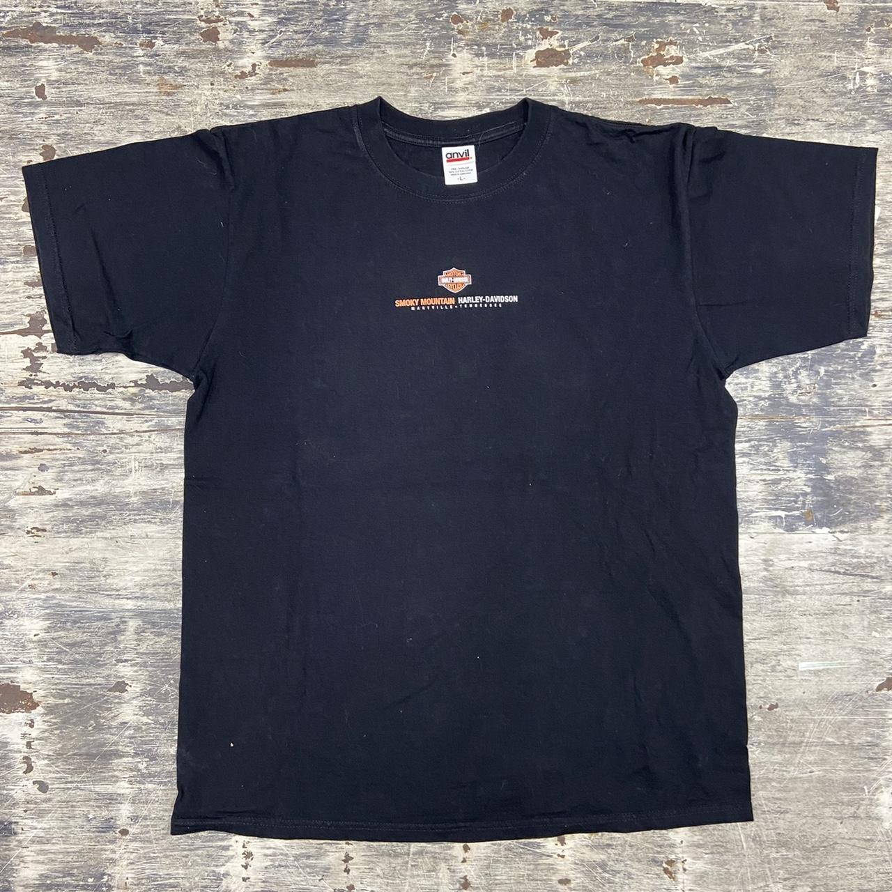 Harley Davidson Men's Black and Orange T-shirt | Depop