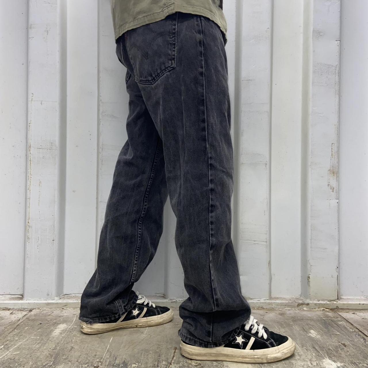 2000s faded Levi’s black 505 straight leg jeans... - Depop