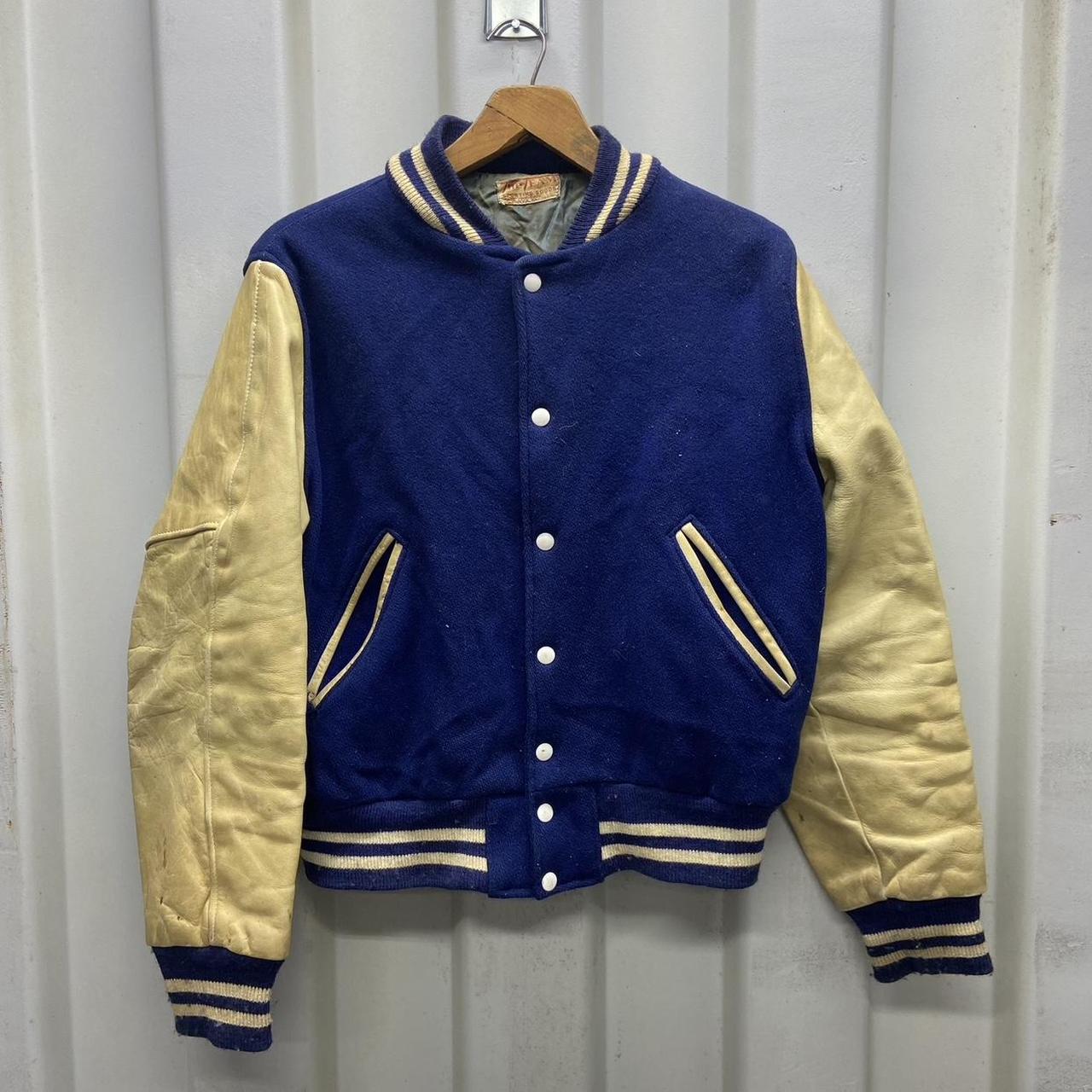 1950s royal blue blank varsity jacket Good... - Depop