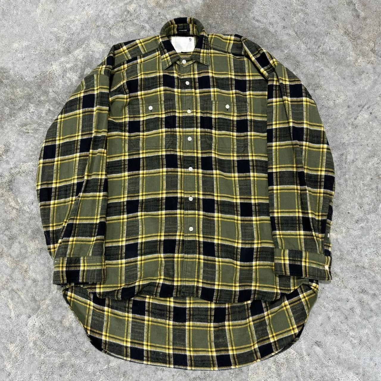 R13 green plaid unbalanced work shirt oversized Depop