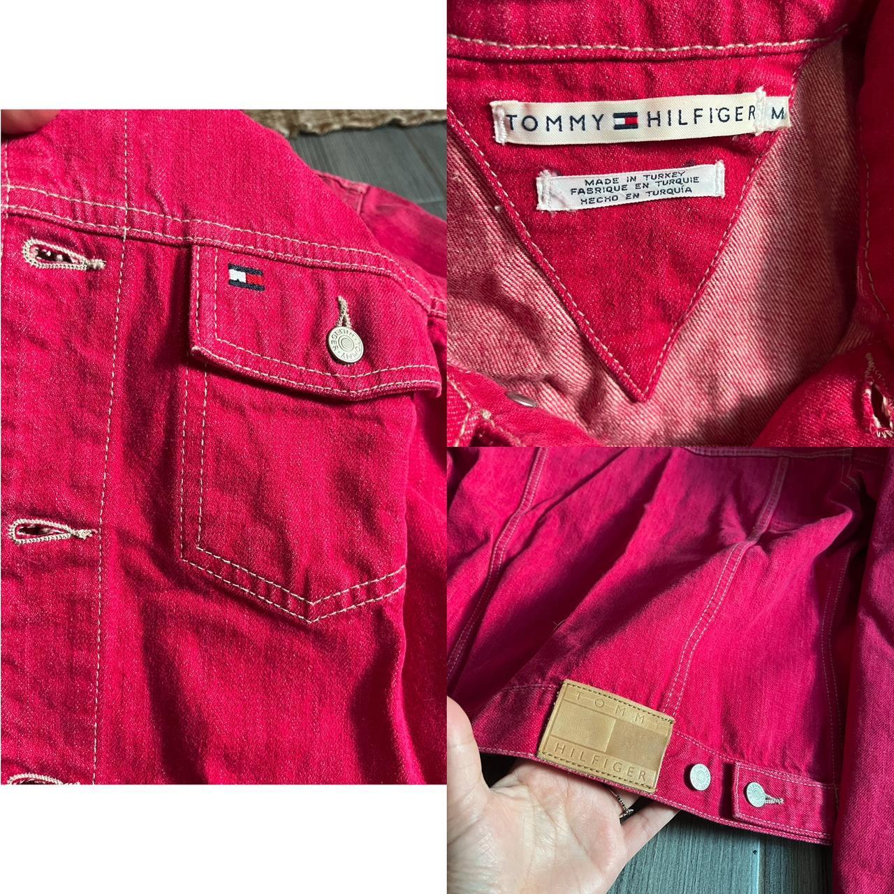 Tommy Hilfiger Hot pink jean jacket size Medium Has... Depop