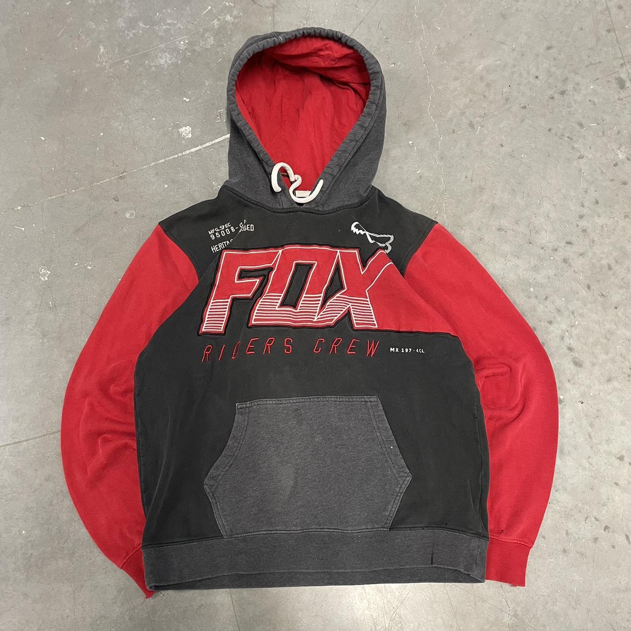 GRUNGE Y2K FOX RACING HOODIE SIZE MEDIUM Depop