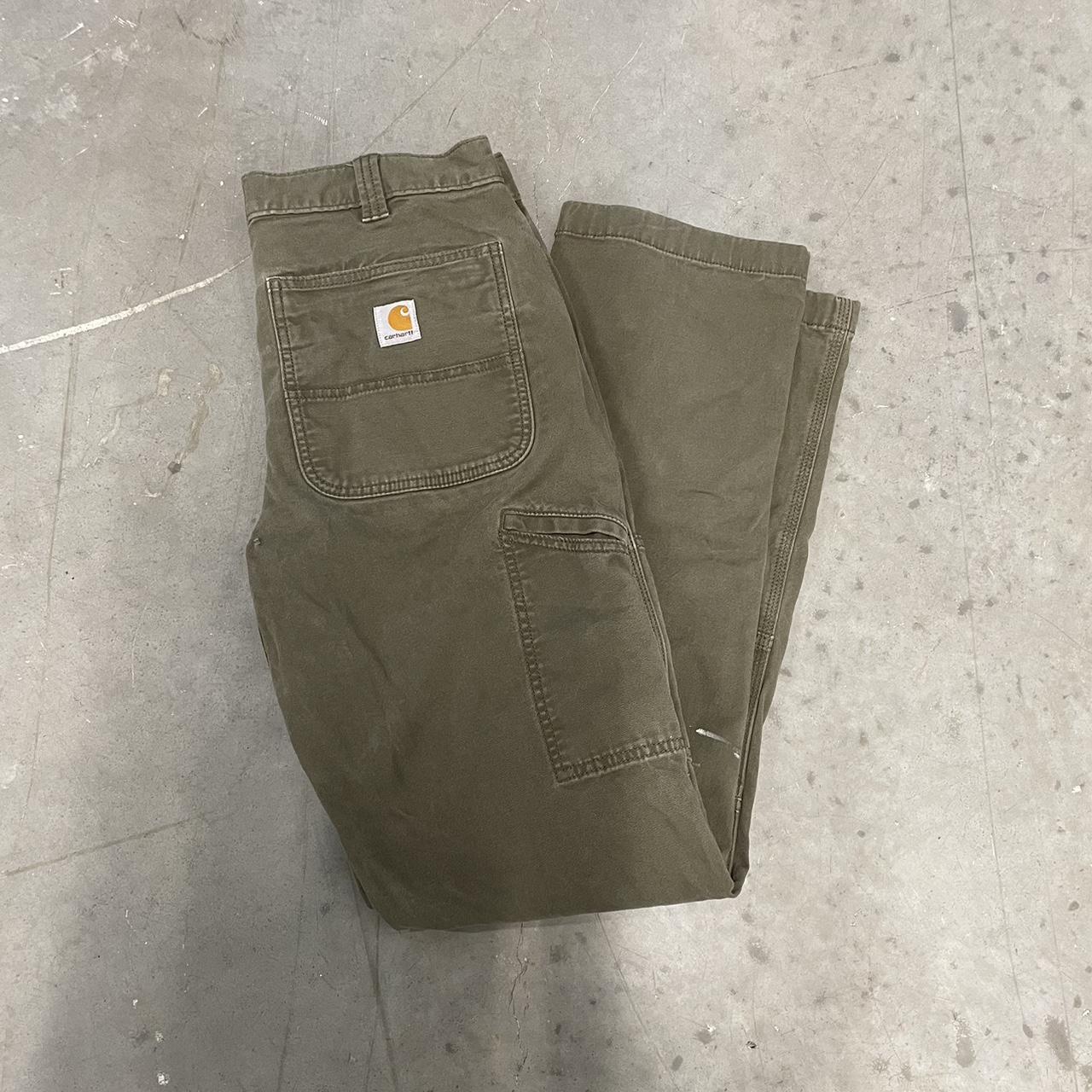 VINTAGE OLIVE GREEN CARHARTT RELAXED FIT DOUBLE... - Depop