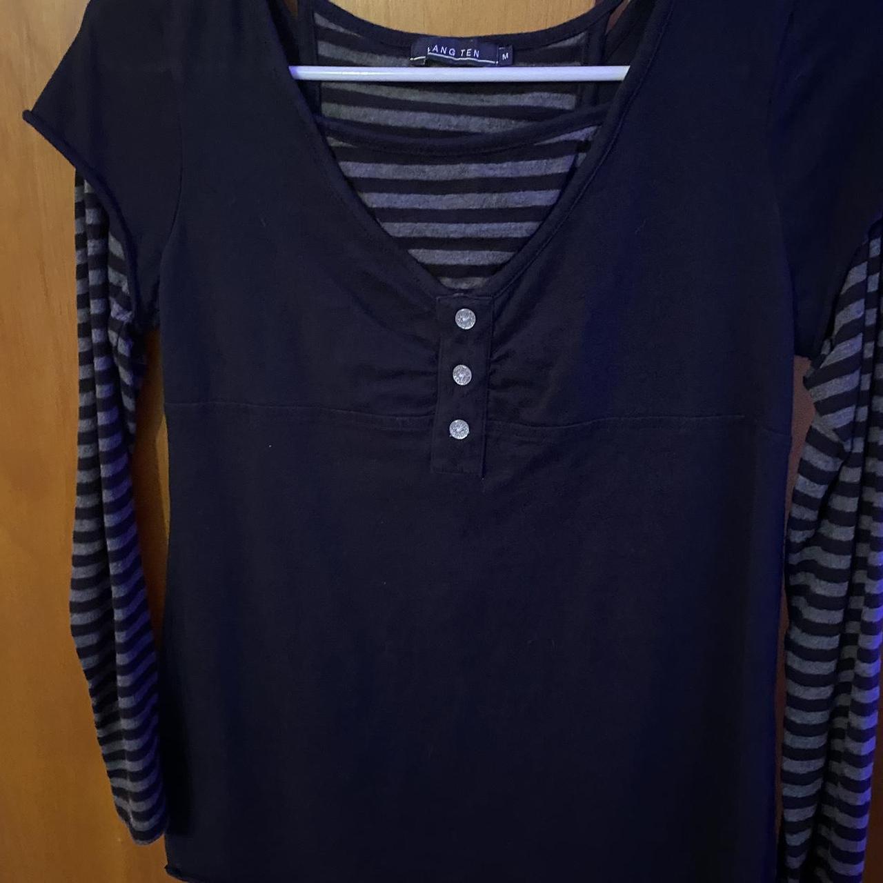 black babydoll top with striped longsleeve fits s-m... - Depop