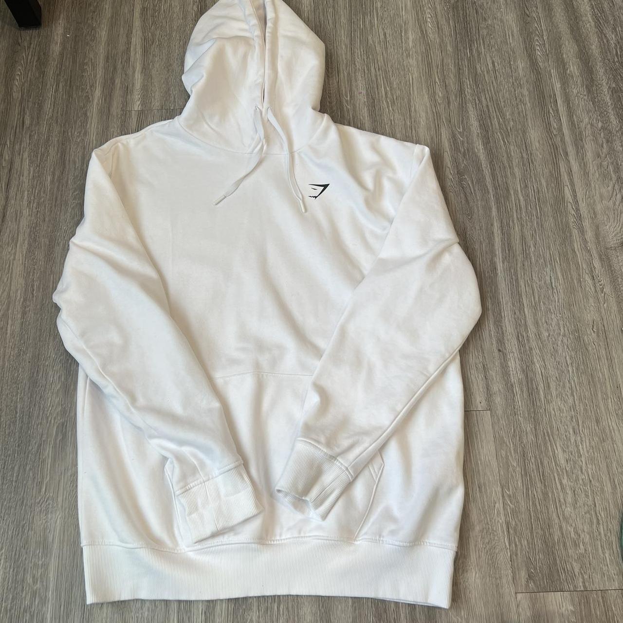 Gymshark white oversized hoodie -size M -worn... - Depop