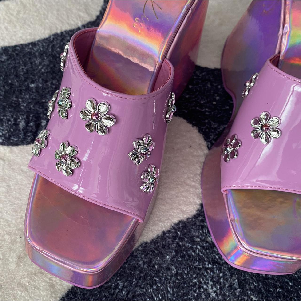 Dolls kill platform sandals, holographic pink. Model... Depop