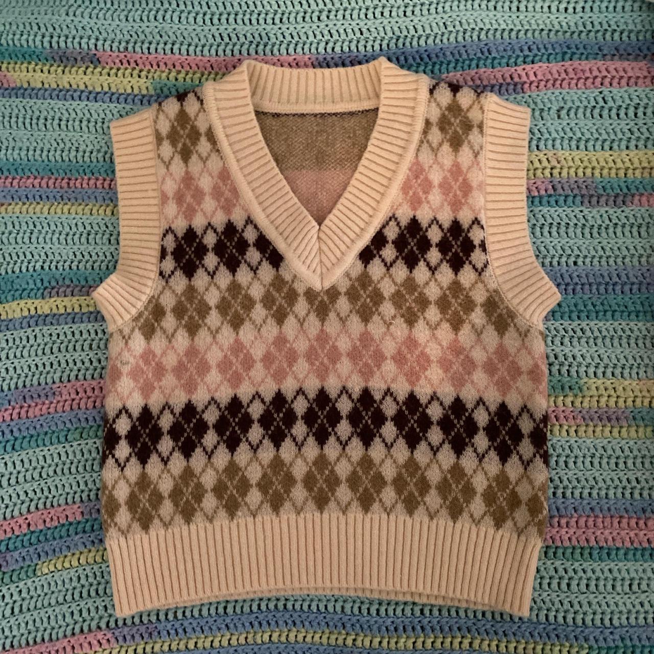 Pink and brown argyle sweater vest, very very