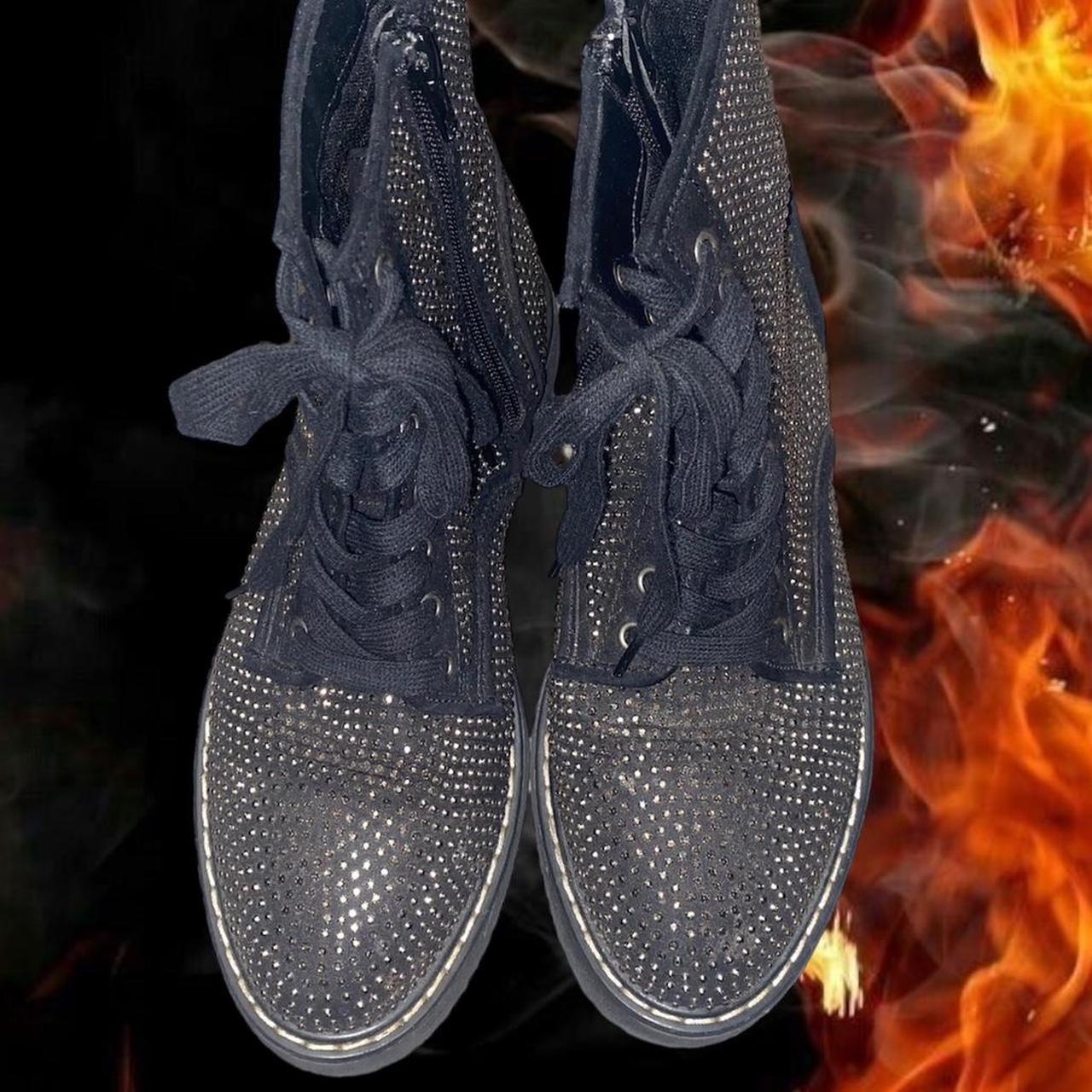 madden girl kirra rhinestone combat boots