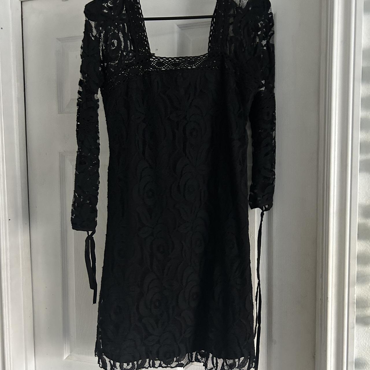 black vintage lacey dress my best friends aunt was... - Depop