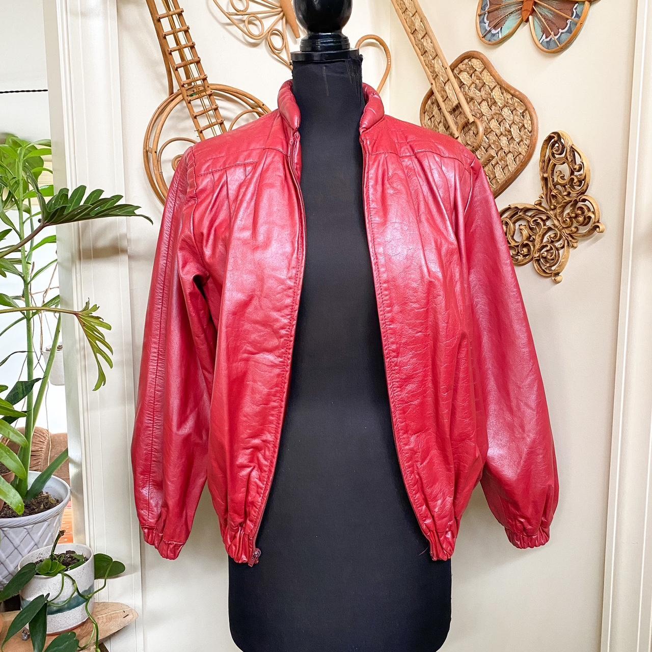 80s red leather jacket best sale