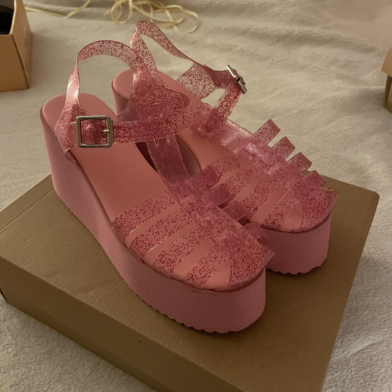 Pink jelly cheap platform sandals