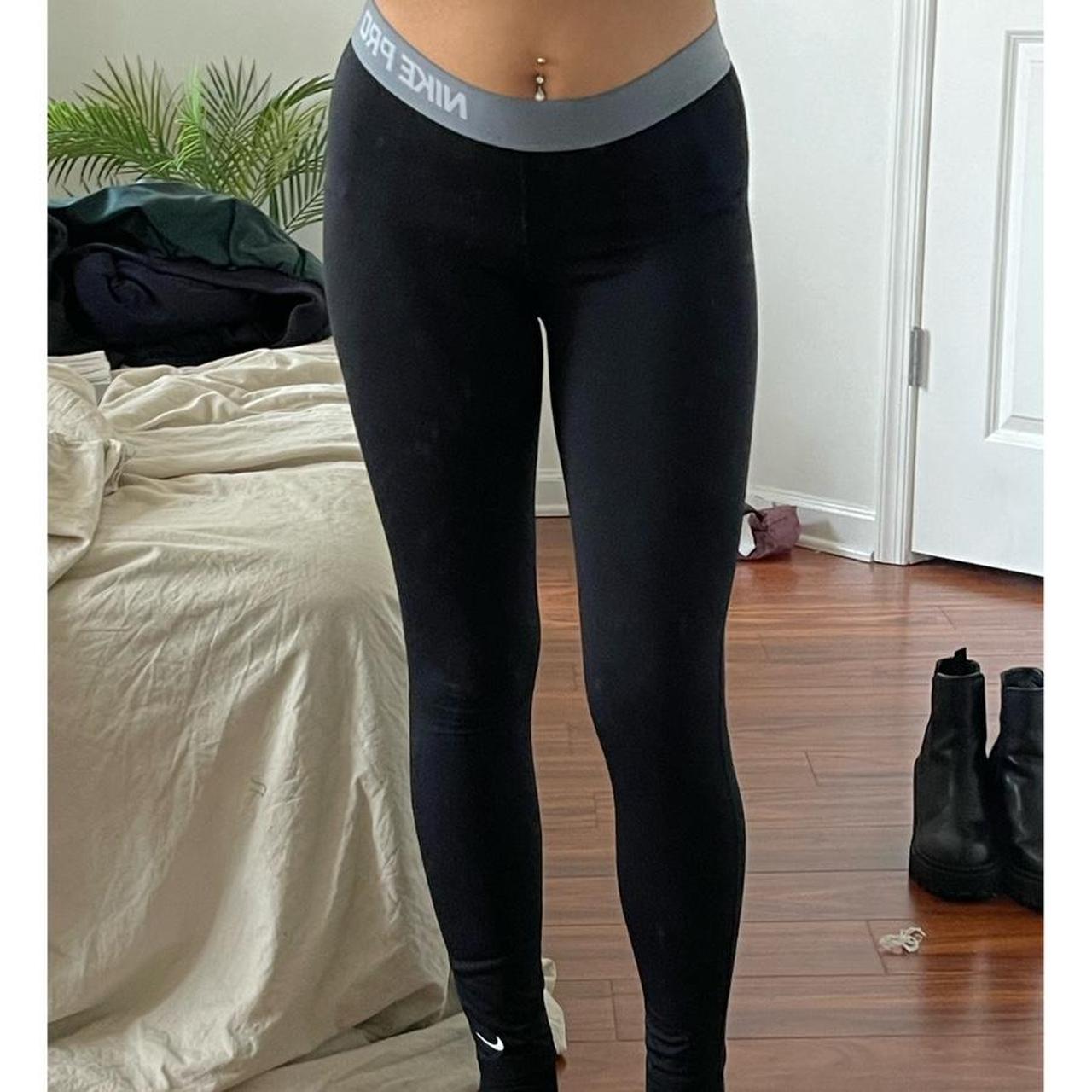 Black NIKE pro running cropped ankle leggings with - Depop