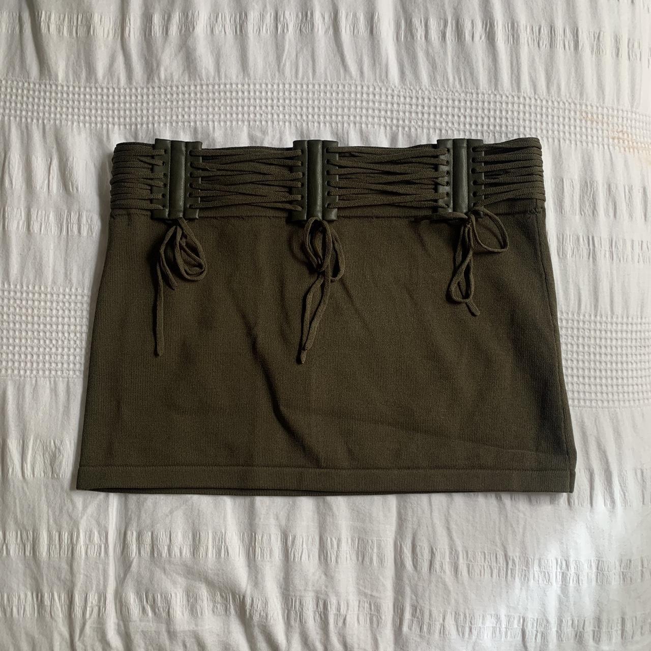 With Jean khaki tie skirt 💚 - size small ⭐️ - I love... - Depop