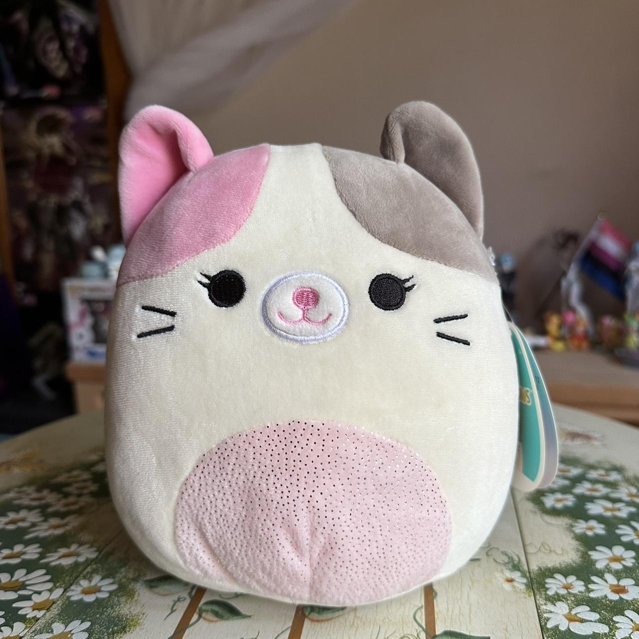 ハロー Pink and white cat Squishmallow Laura new with tags | Depop