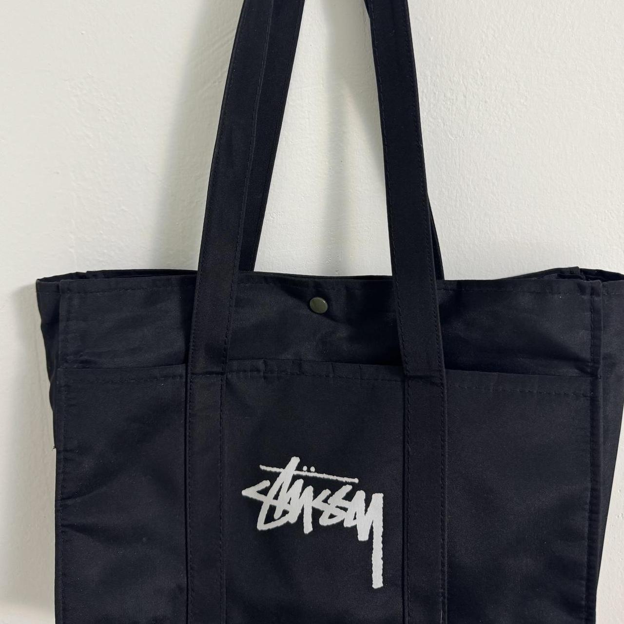 stussy small tote bag lightly used + holds macbook!... - Depop