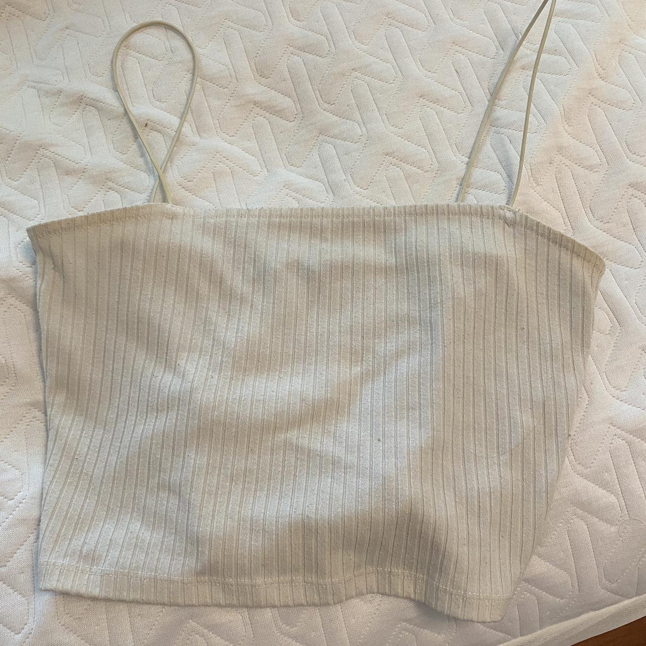 spaghetti strap white tank top #tanktop #whitetank... - Depop