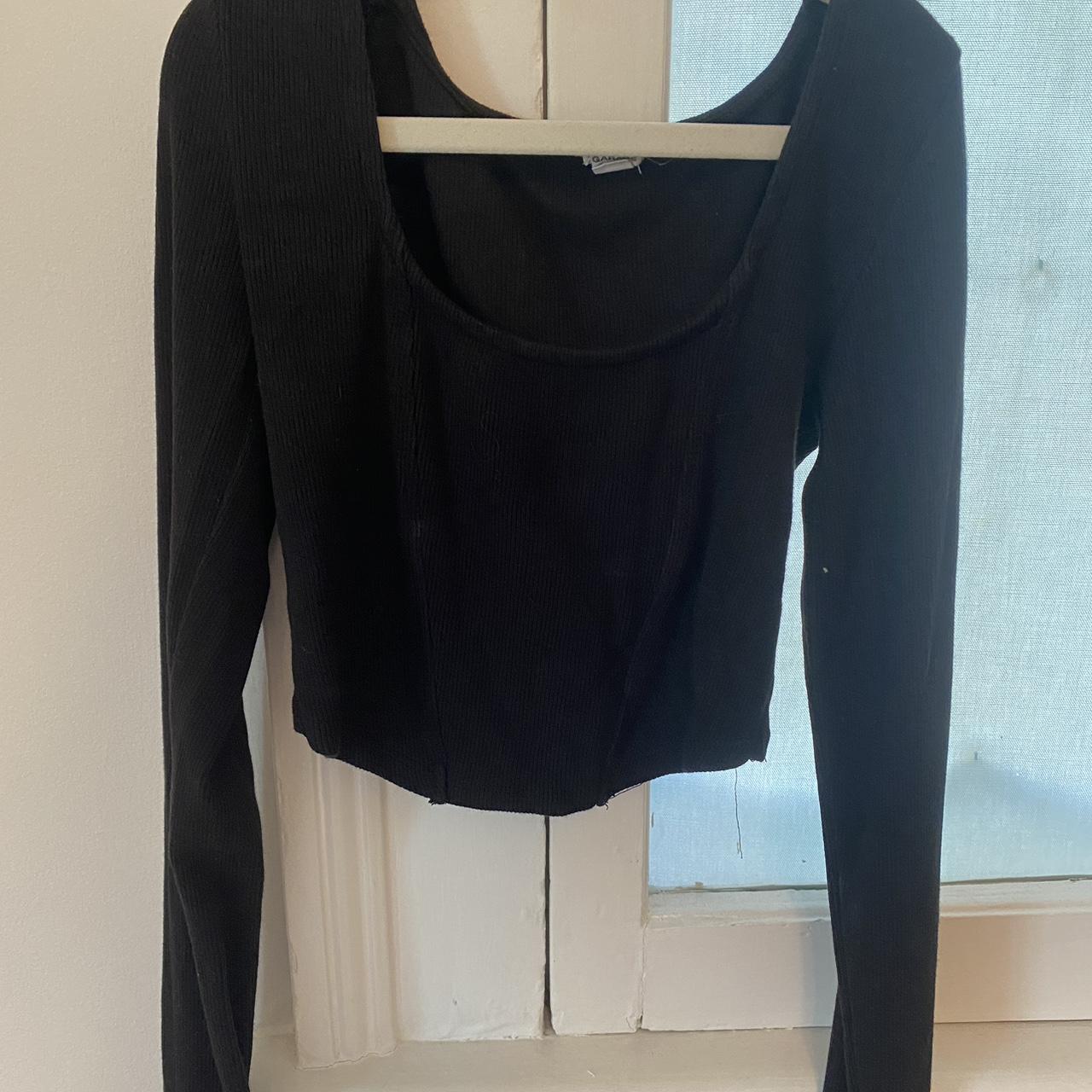 Flattering black long sleeve !! Corset-like part on... - Depop