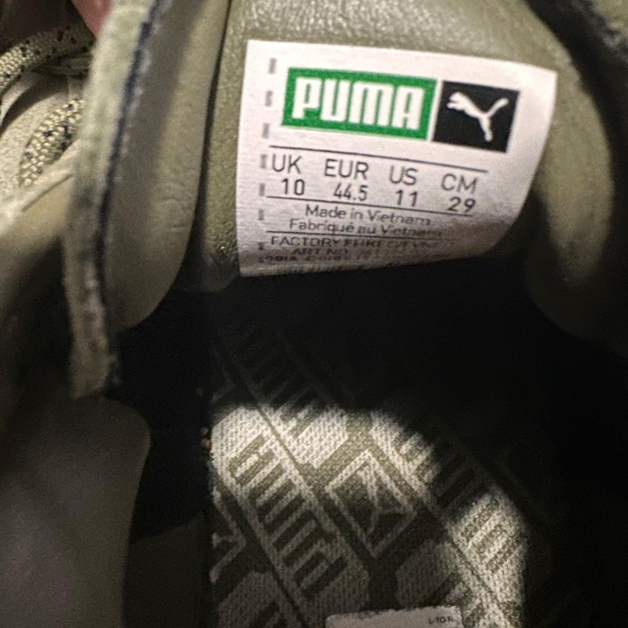 Puma Men's Green and Khaki Trainers | Depop