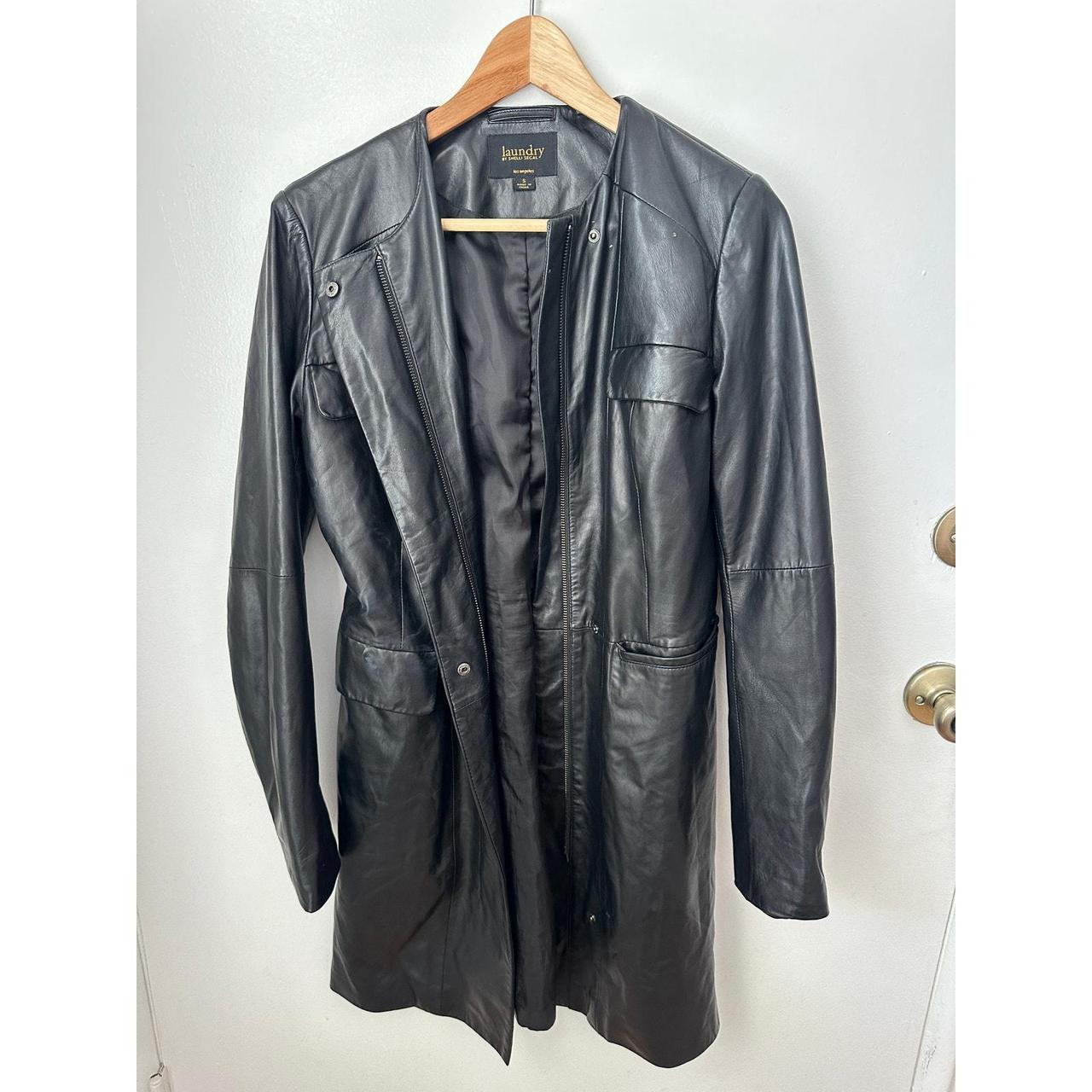 Laundry by Shelli Segal Long leather Jacket Item is. Depop