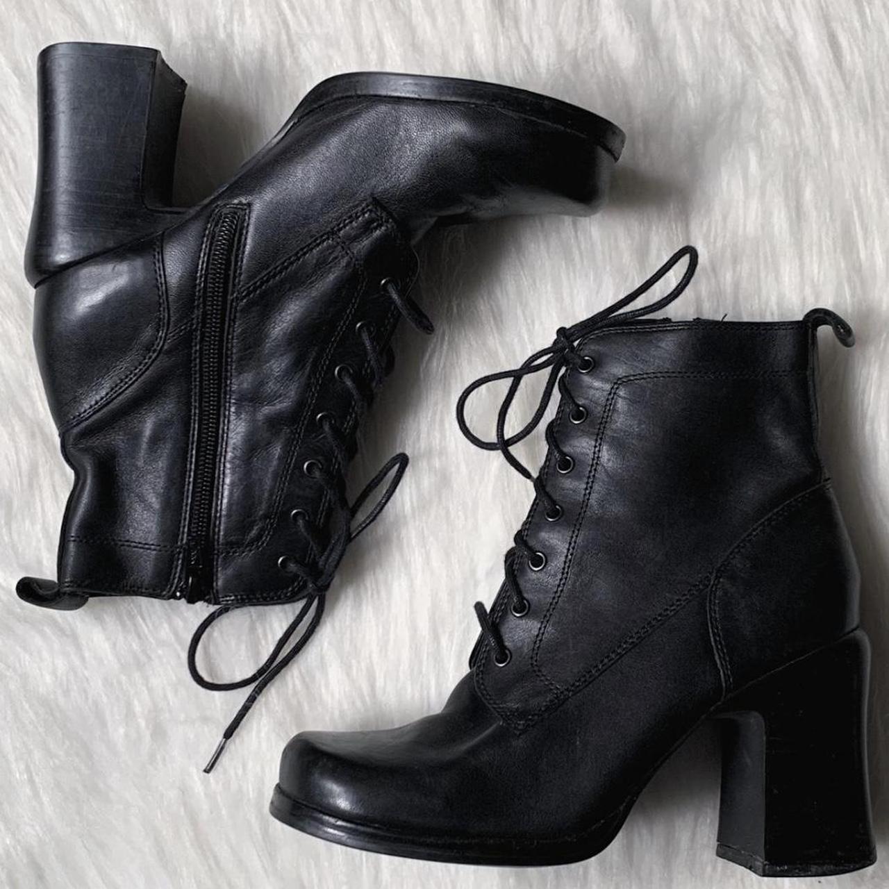 Black lace best sale up granny boots