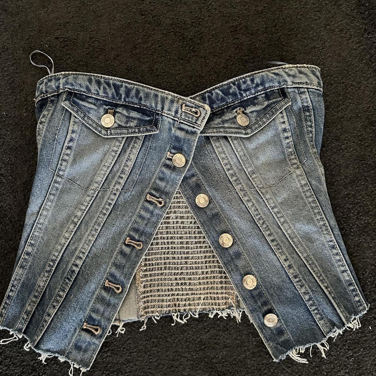 ZARA DENIM CORSET TOP Worn once in perfect condition... - Depop