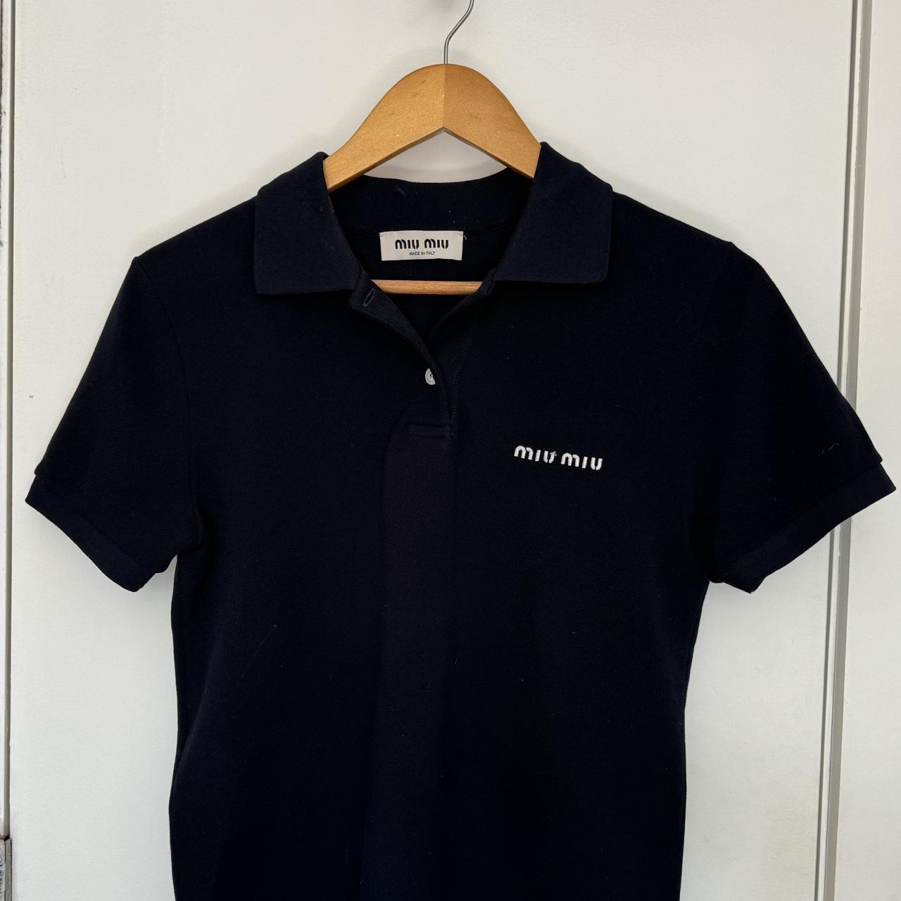 MIU MIU Cotton piqué polo shirt in Navy (post to | Depop