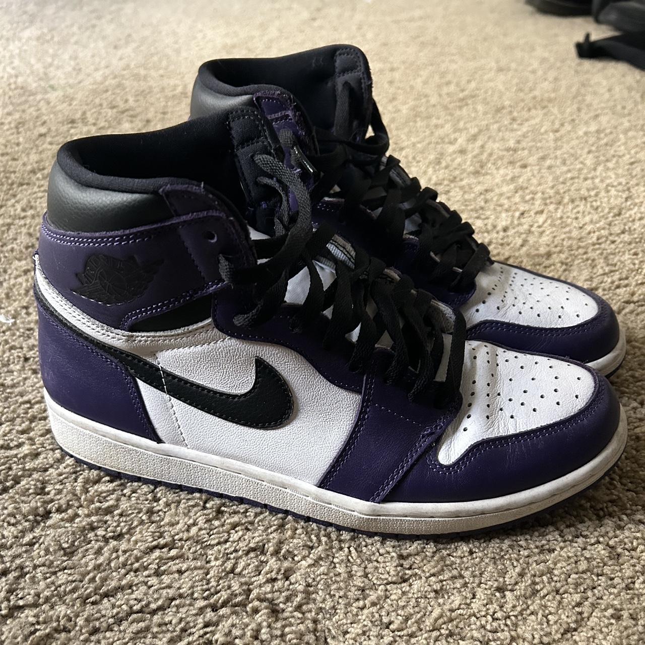 purple black white jordan 1