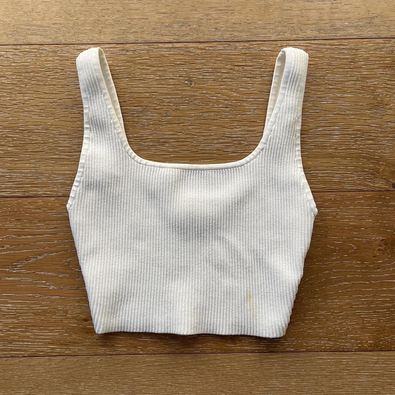 Babaton white knit cropped tank Depop