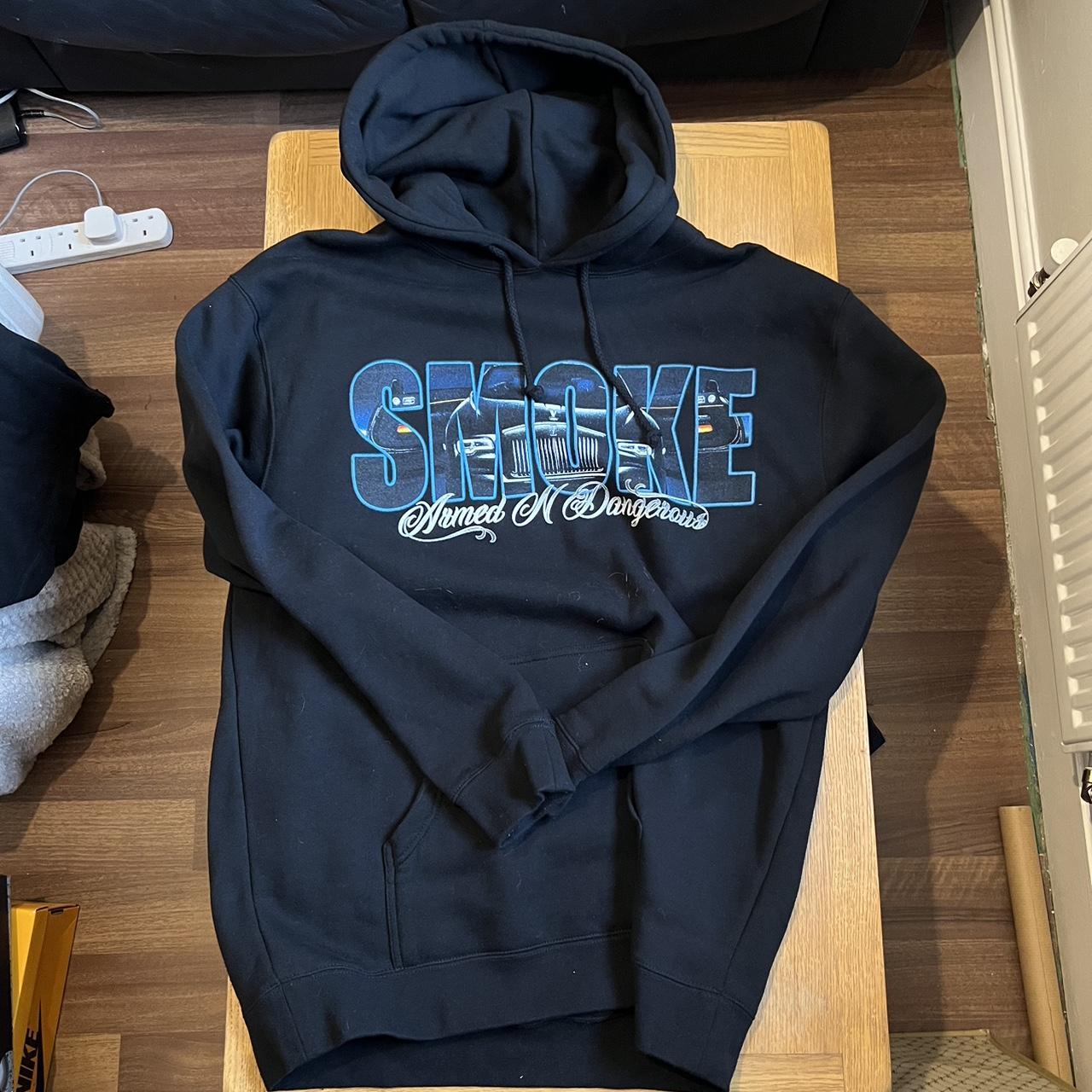 Vlone Men's Black and Blue Hoodie | Depop