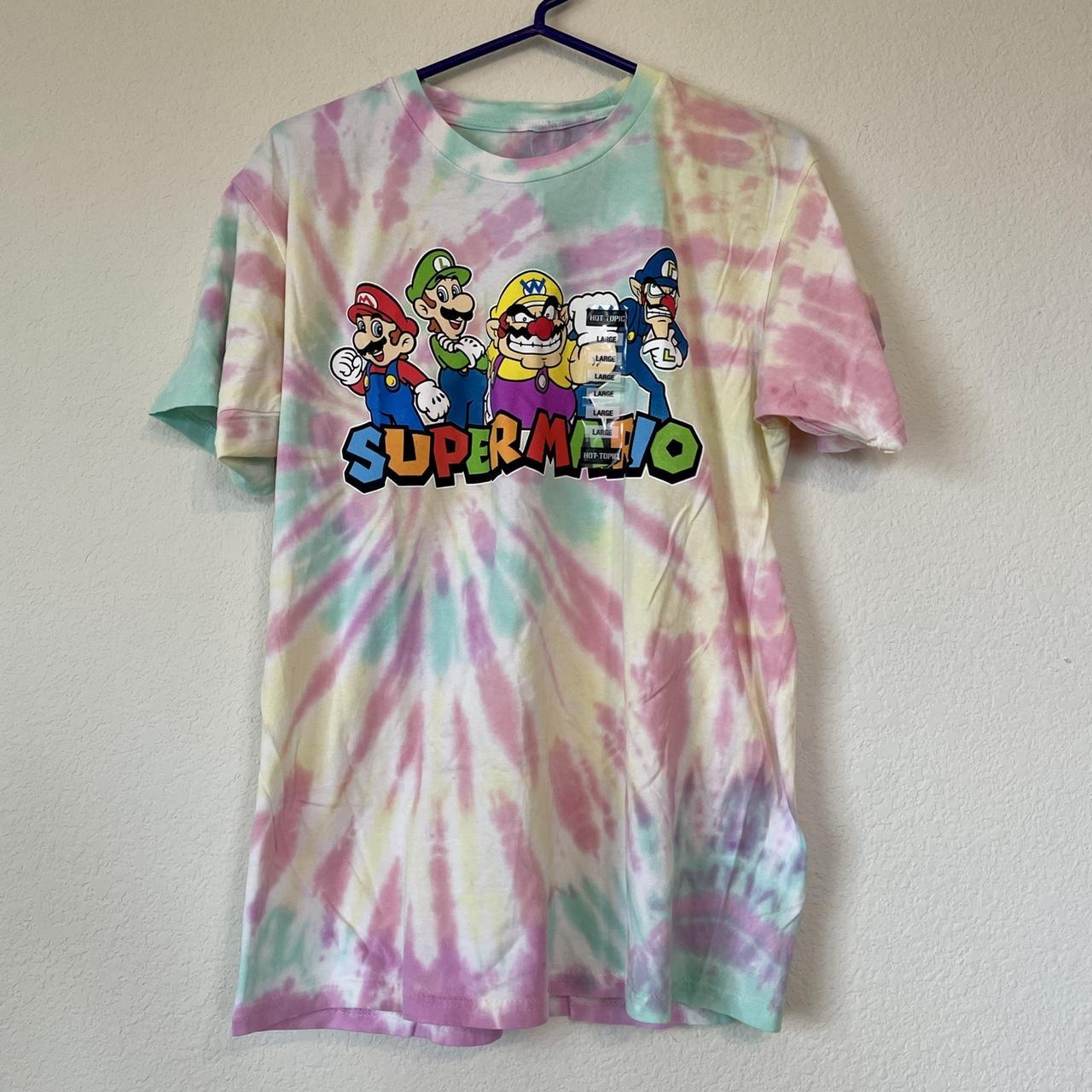 Tie dye Super Mario “boyfriend fit” t-shirt Size:... - Depop