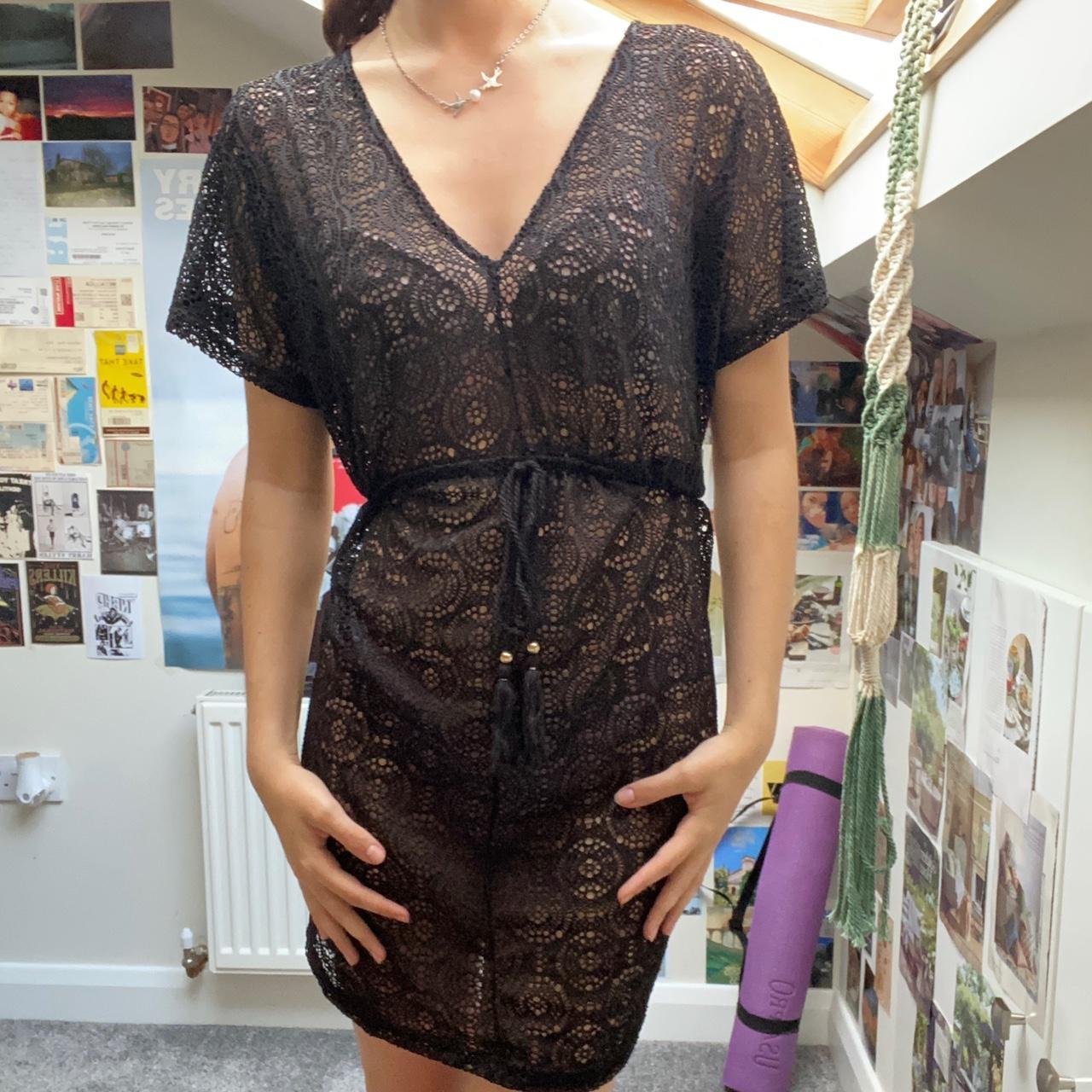Black Mesh Beach Coverup UK Size Small •Tie on the... Depop