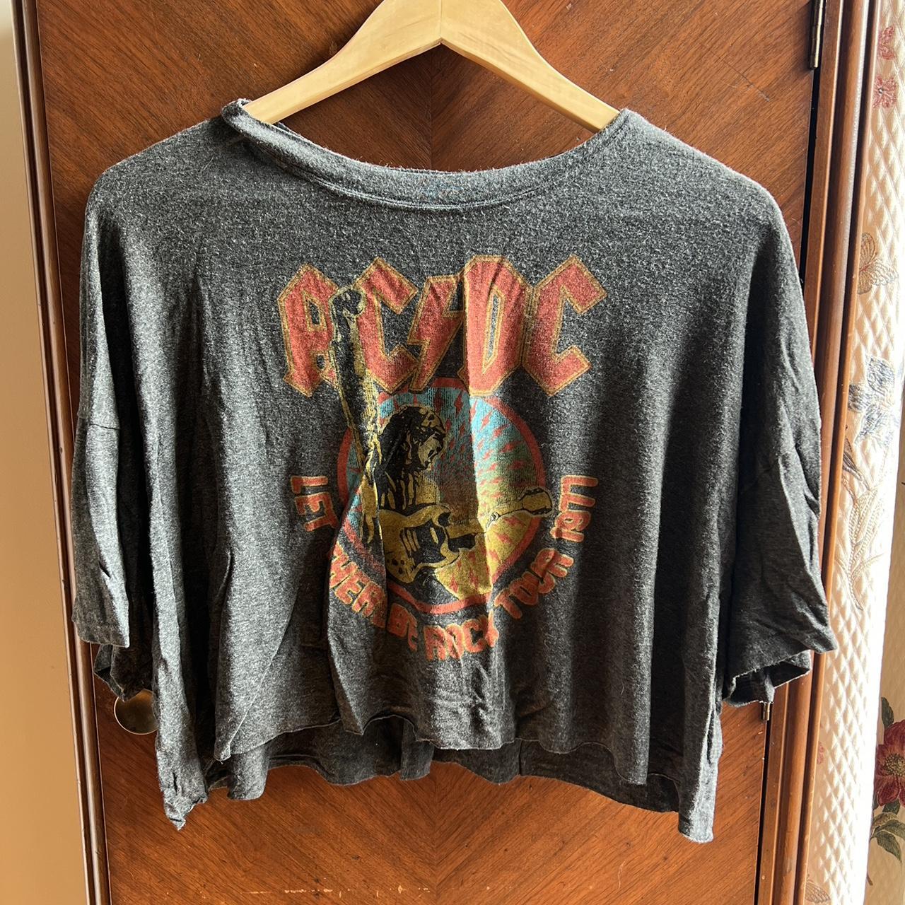 Distressed AC/DC Crop Band Tee