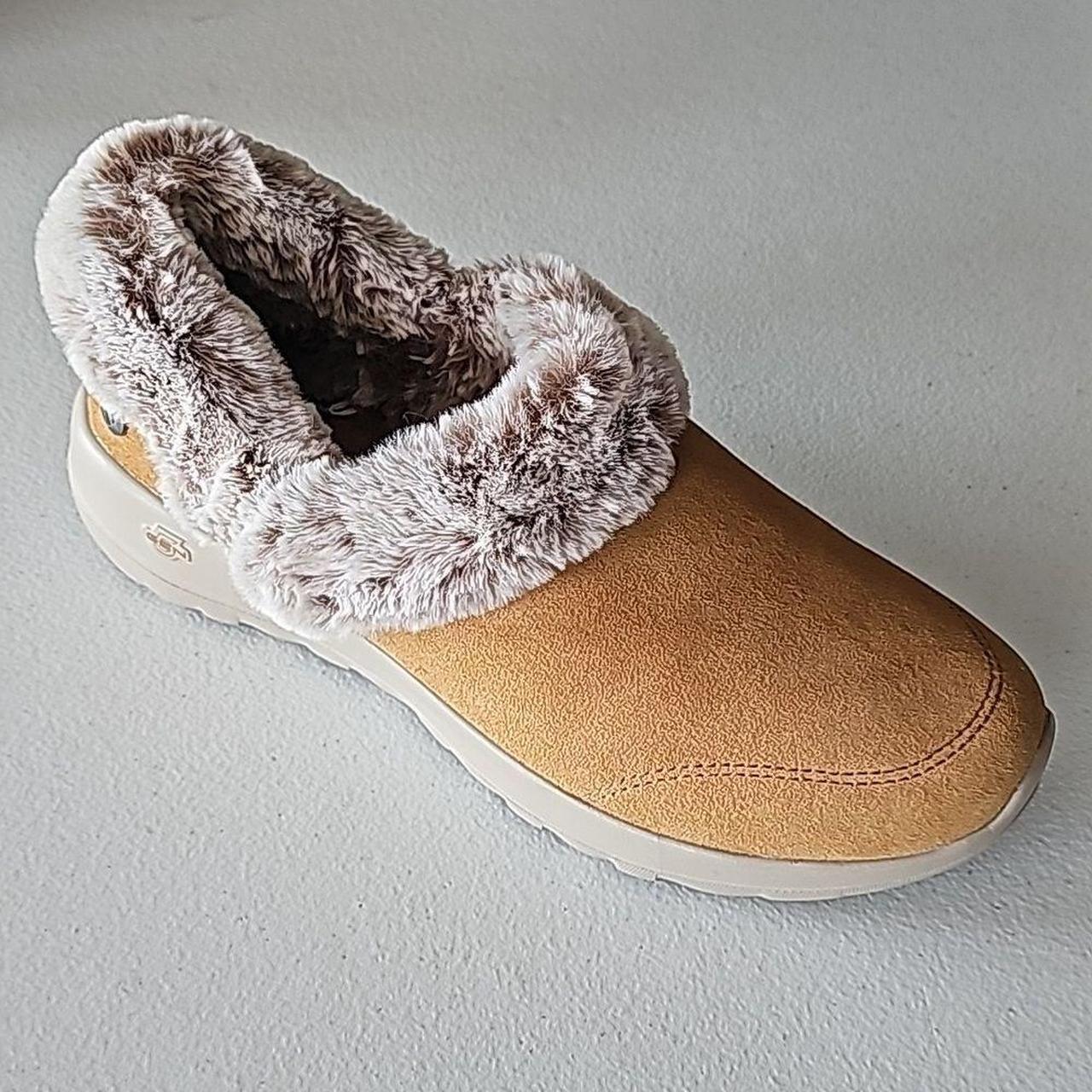 Skechers go walk deals suede faux fur clogs