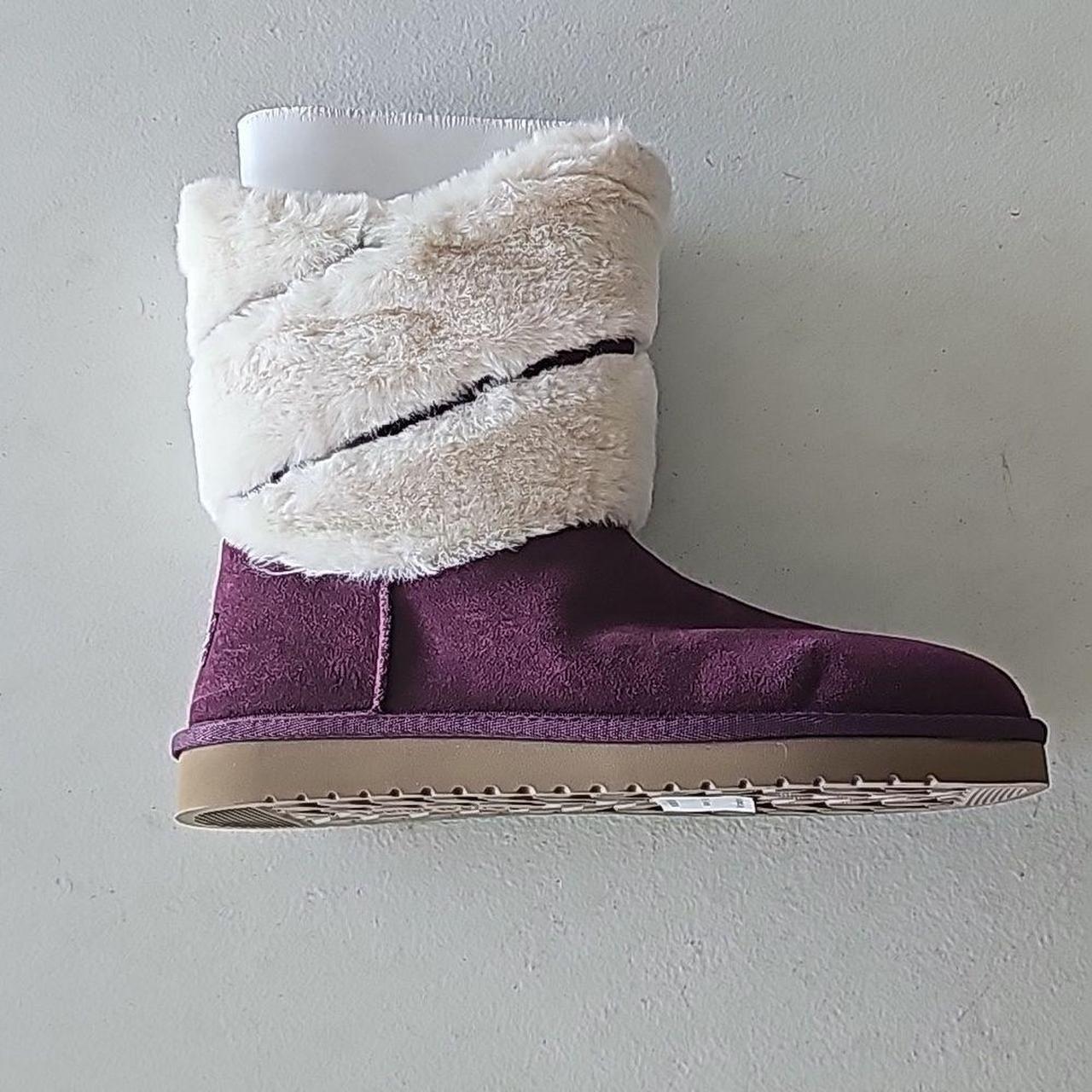 New Ugg boot, Plum suede with faux fur cream cuff
