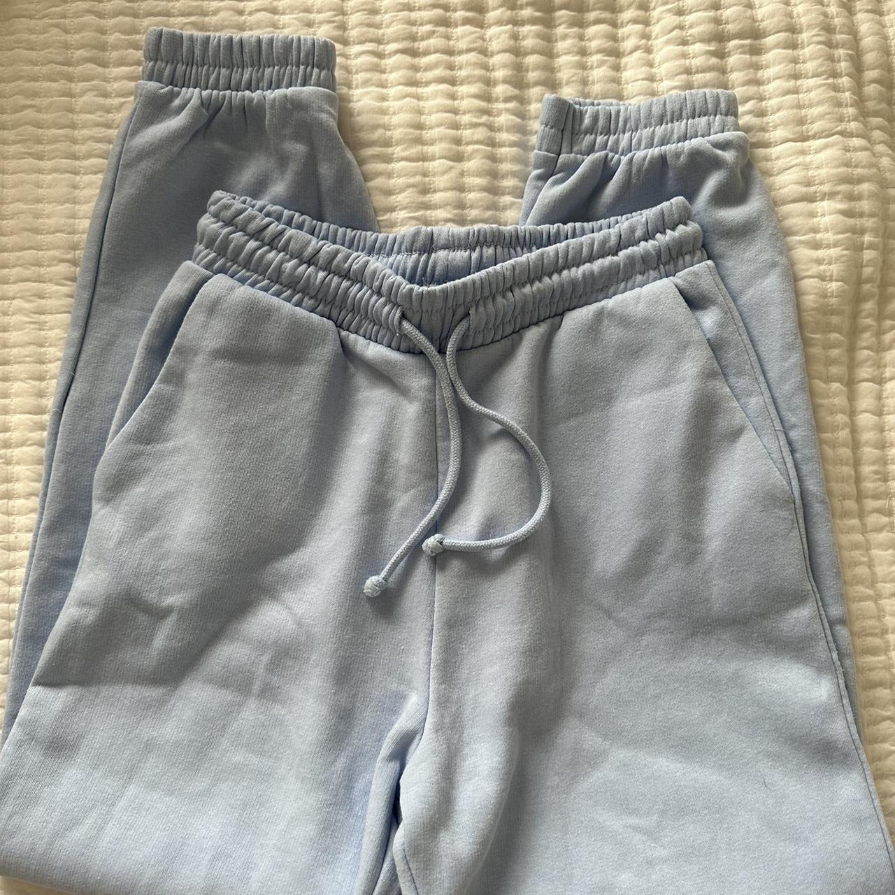 zara sweatpants! light blue adjustable waist size... - Depop