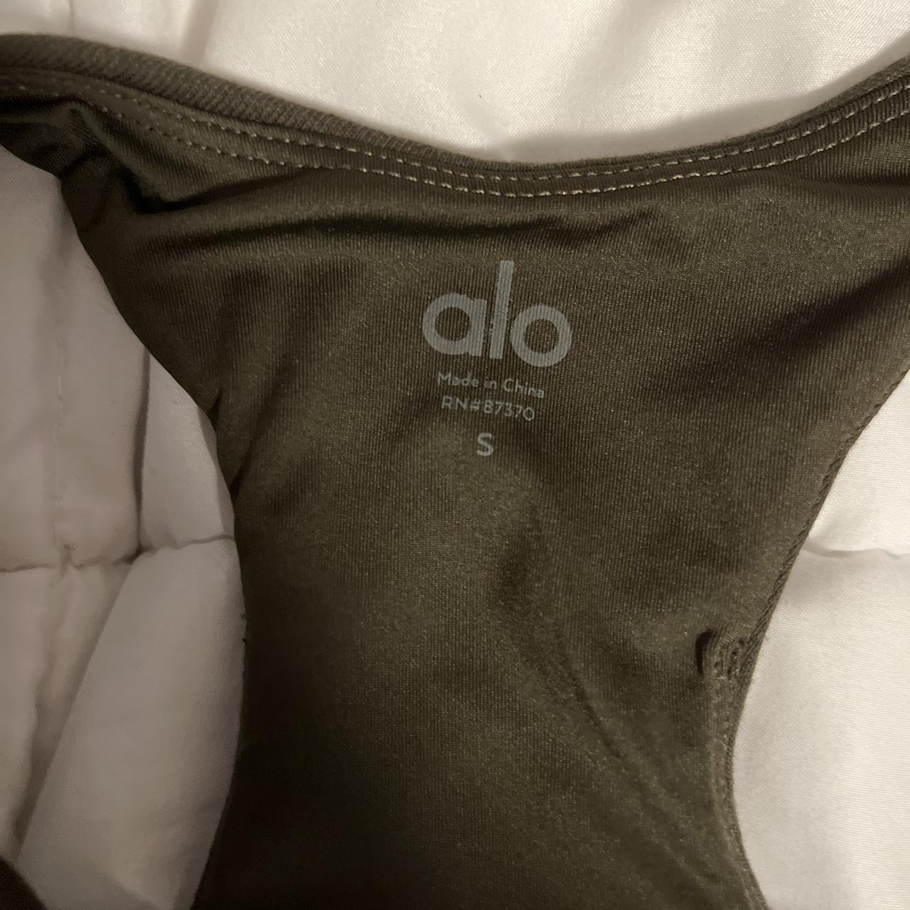 Alo yoga scoop neck sweatshirt bra in dark olive No | Depop