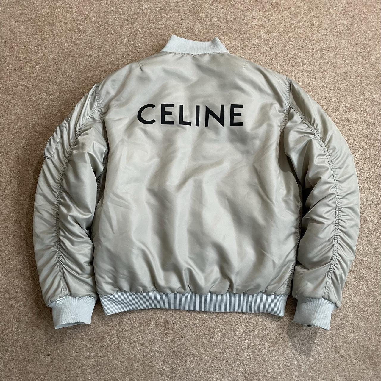 Celine Bomber Jacket in Nylon Twill Light Grey with... - Depop