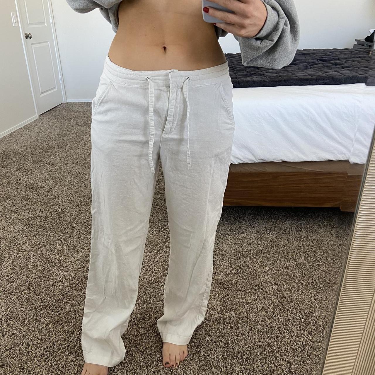 Y2K white beach pants Long white pant Clasp and... Depop