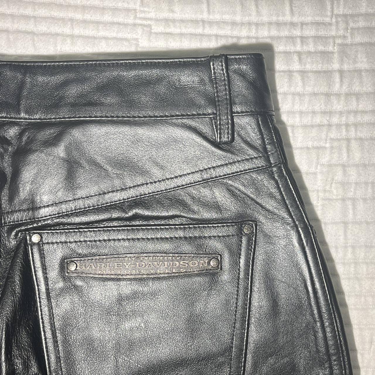 Black Leather Pants - Harley Davidson , - Size 2 , 