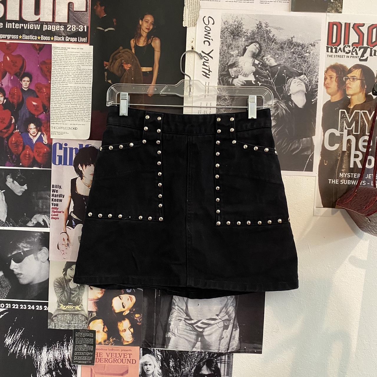 FREE SHIPPING studded black mini jean skirt this. Depop