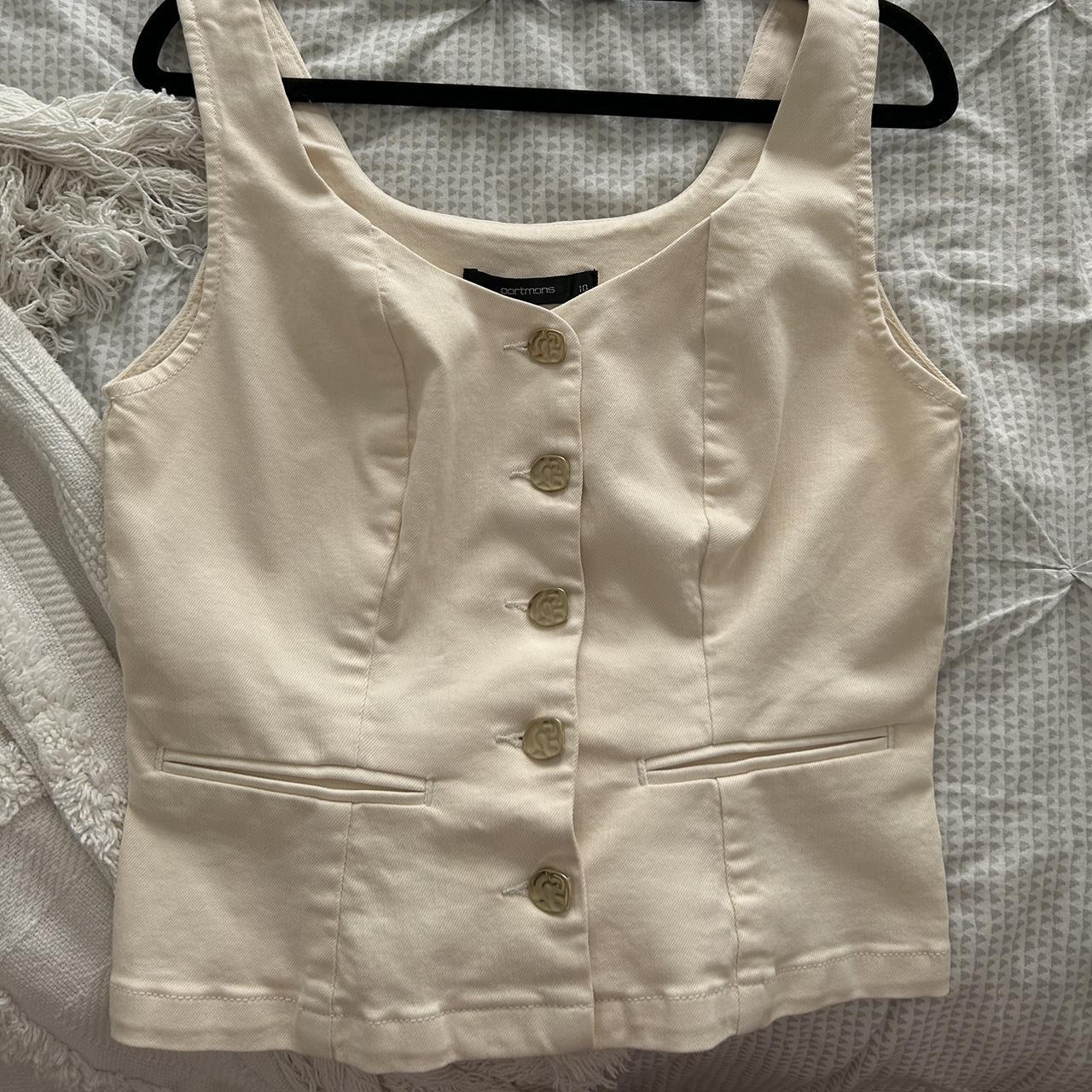 Portmans cream top with gold buttons Never worn,... Depop