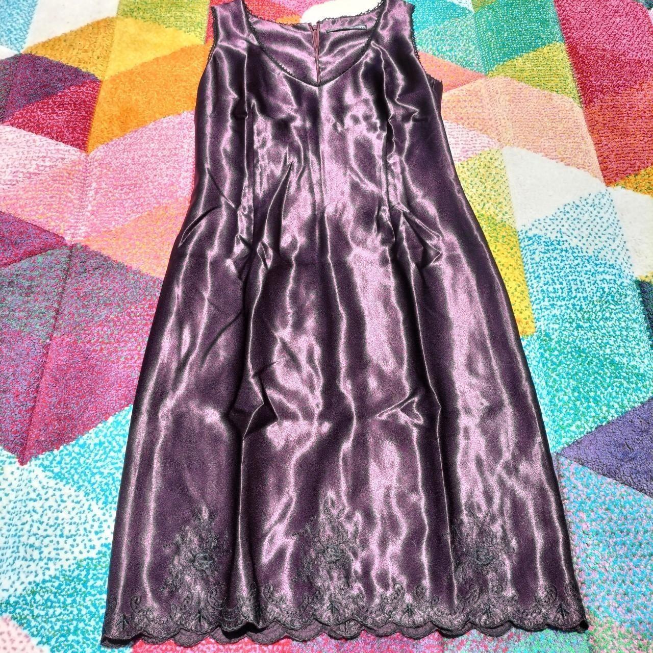 Epic y2k fashion purple satin lace whimsygoth... - Depop