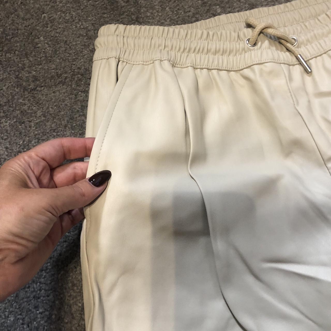 Zara cream faux leather joggers, labelled an xs but... Depop