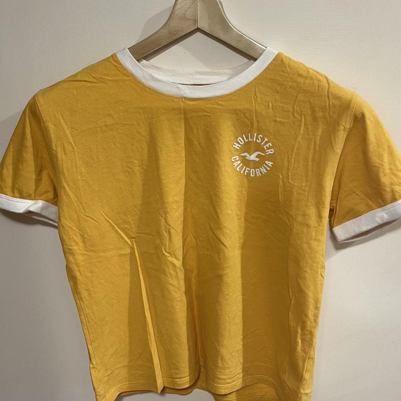 Hollister Co. yellow and white t shirt size XS Depop